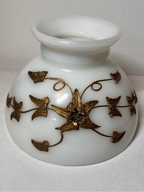 Carl Falkenstein Hollywood Regency Milk Glass Hurricane Lamp Shade MCM Antique
